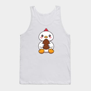 Cute Chicken With Chocolate Easter Egg Tank Top